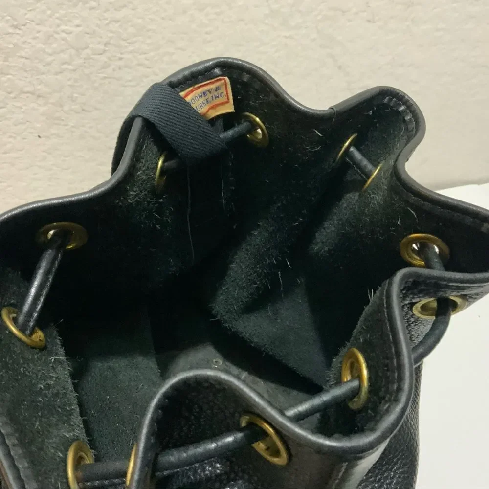 Vintage Dooney & Bourke AWL Pebbled Black Leather Drawstring Bucket Purse Bag
